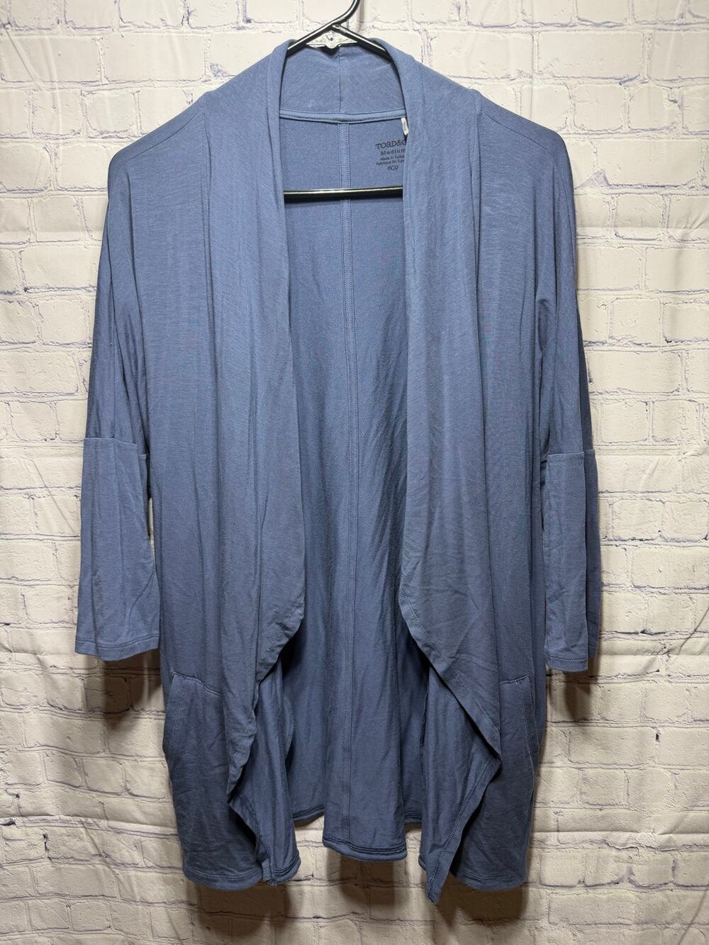 Toad&Co Open Front Draped Cardigan Blue Sz M Layer Casual